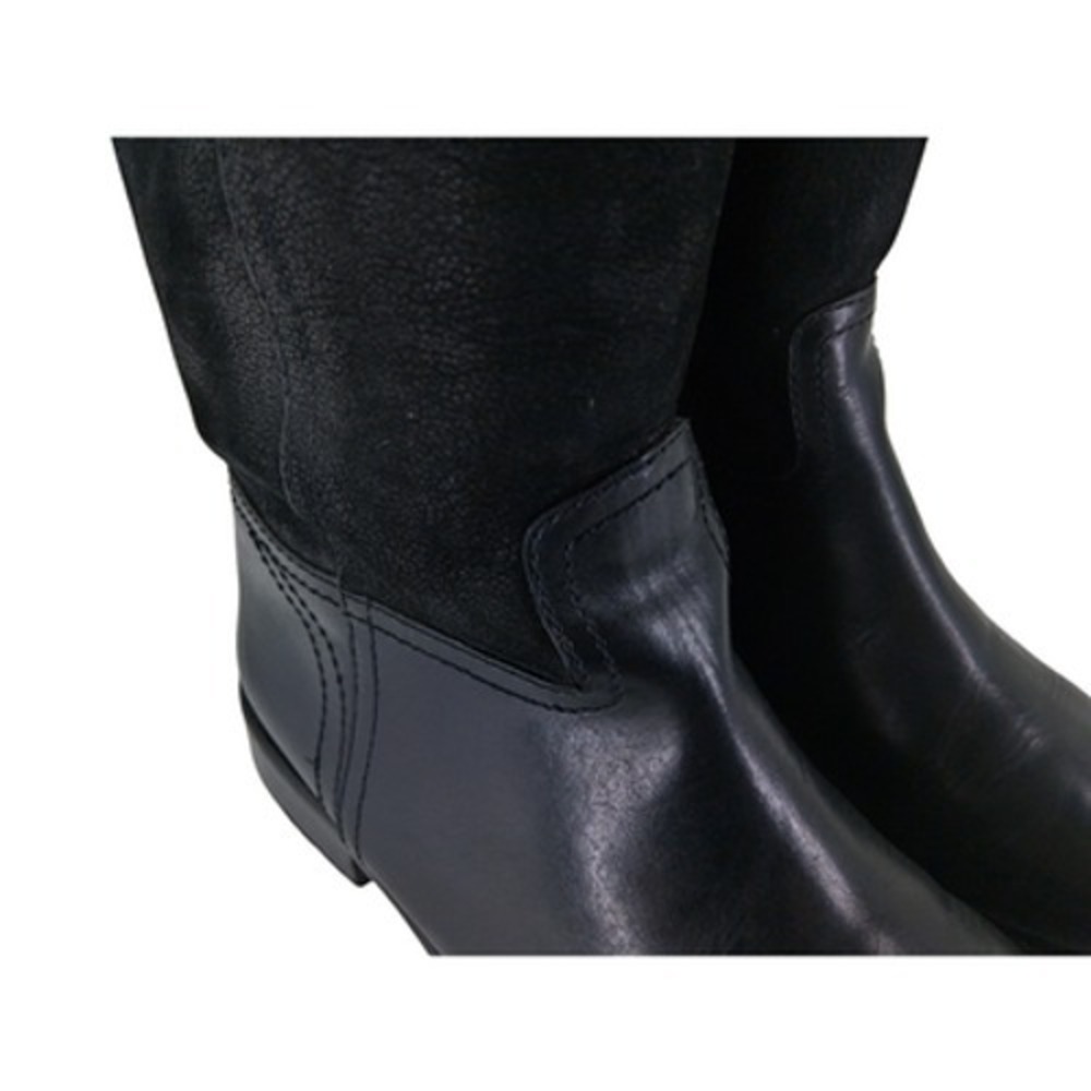 Tory Burch Boots Womens Size 7.5 38 Black Leather Over The Knee Riding Back Zip - Picture 3 of 14